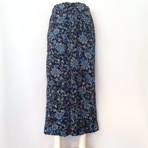 H&M Blue Floral Elastic Waist Straight Leg Pull On Crop Pants